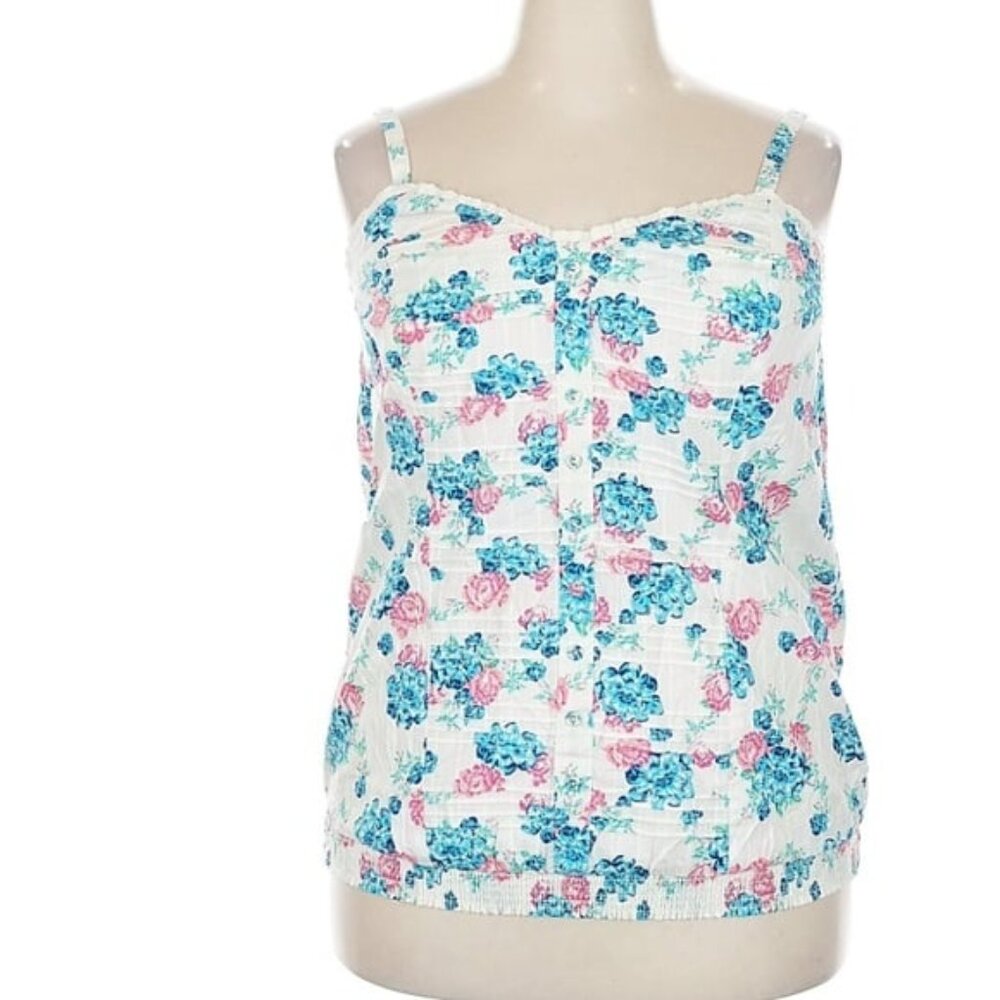NWT Torrid White Babydoll Floral Pink & Blue Sleeveless Blouse Size 2X - Picture 1 of 6